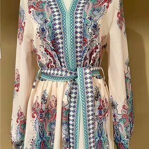 Goodnight Macaroon Multicolor Paisley Long Sleeve Dress